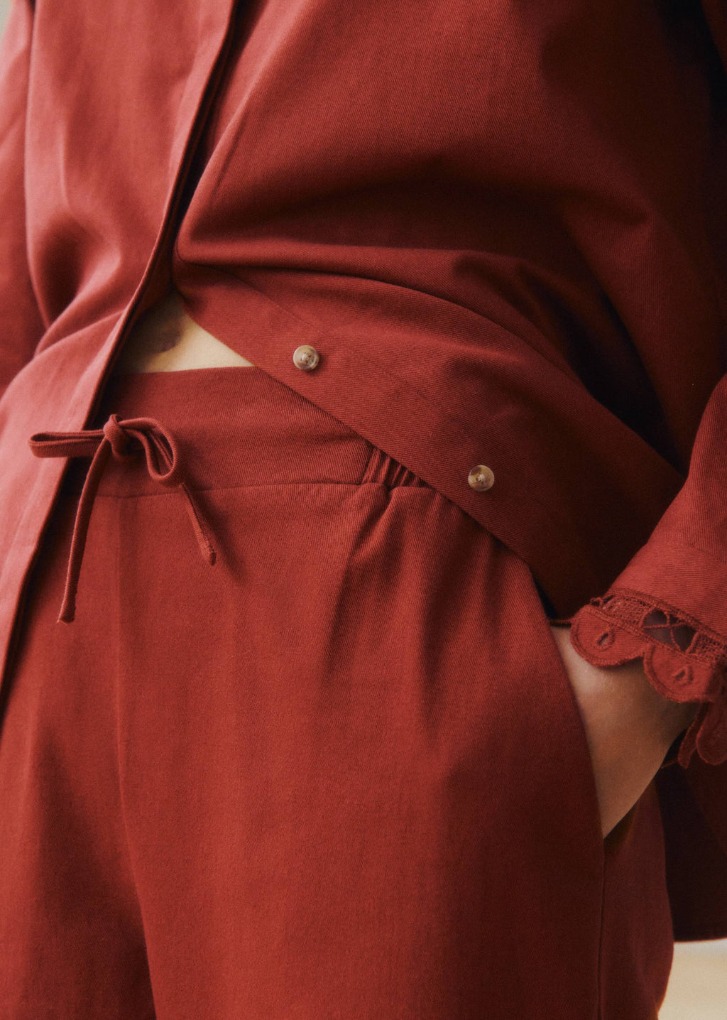 Pantalon Bruce - Sézane x SEA NY - Broderie Unie Bordeaux