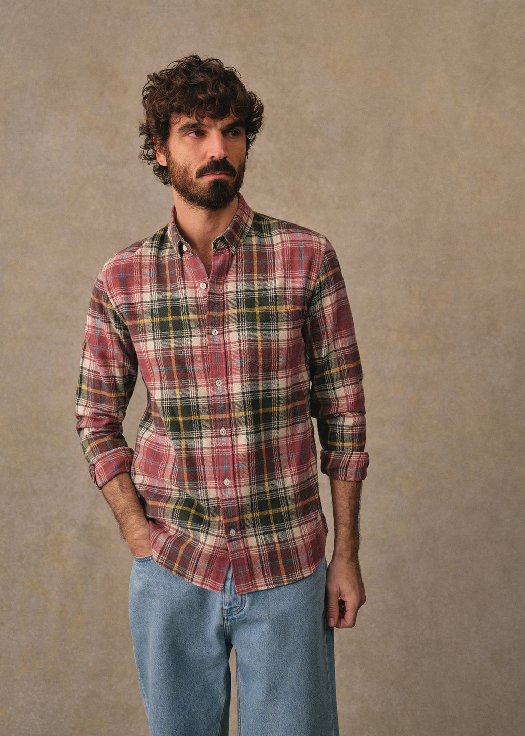 Chemise Charlie Flanelle Carreaux - Vert / Rose Foncé