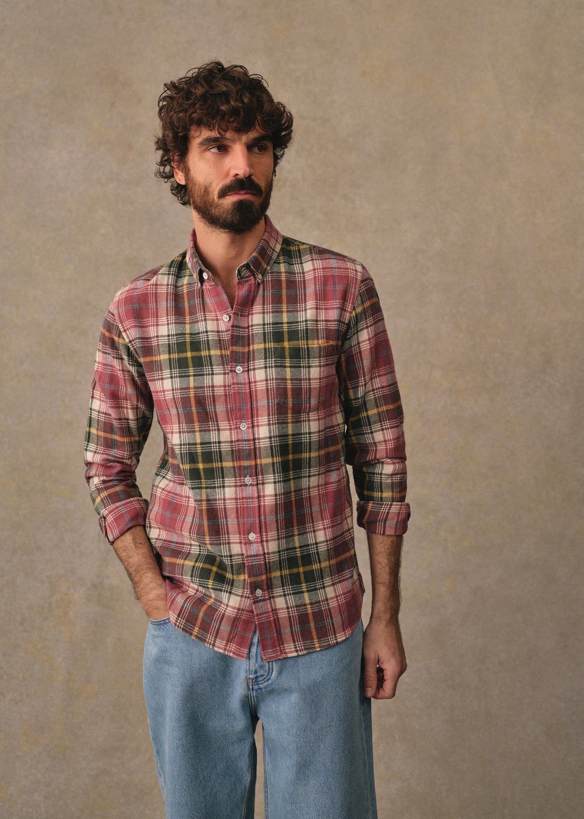 Chemise Charlie Flanelle Carreaux - Vert / Rose Foncé