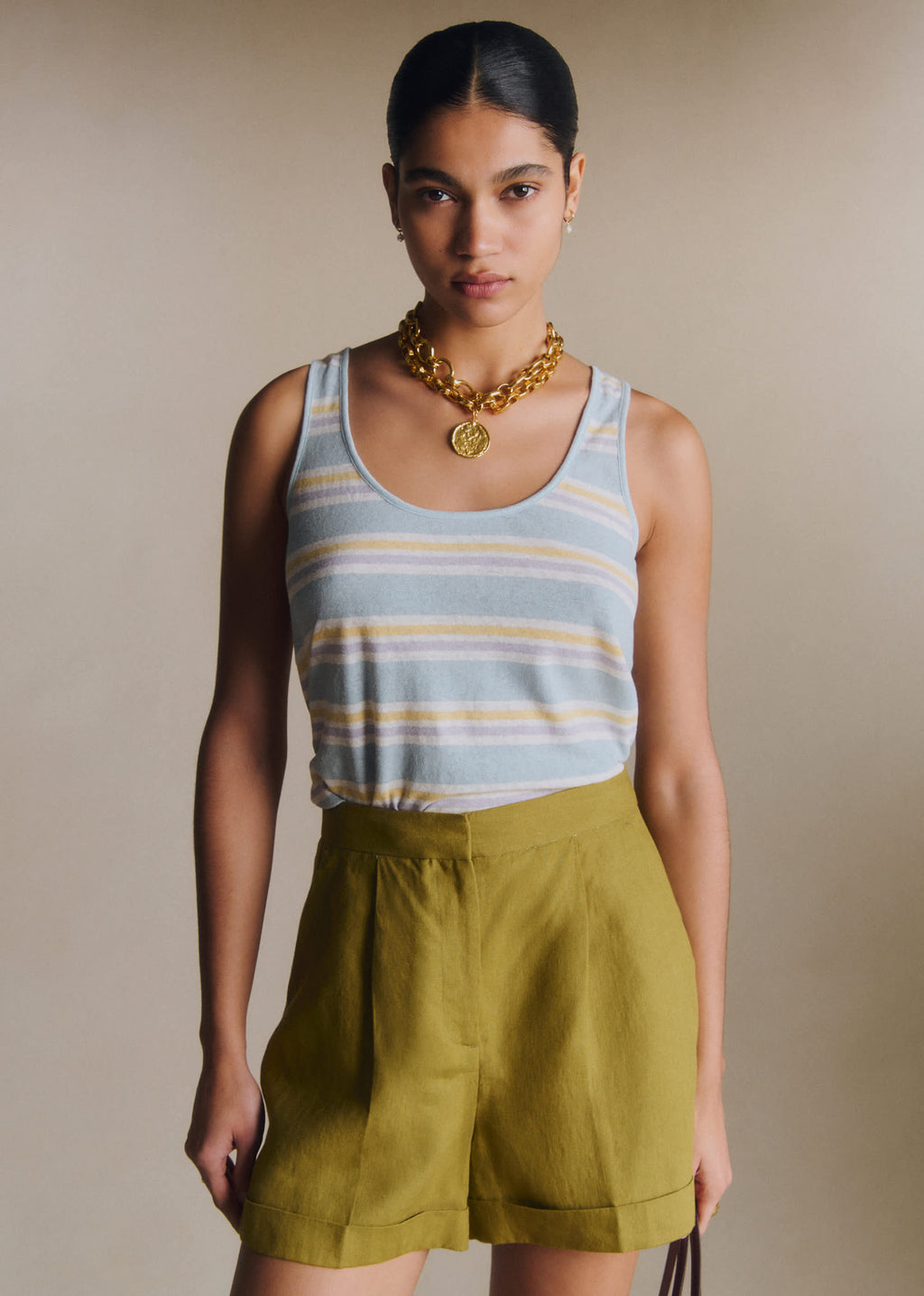 Top John - Rayures Bleu Pastel