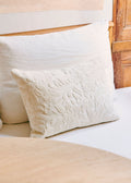 Coussin Jacquard - Grand modèle - Duo des Fleurs - Écru