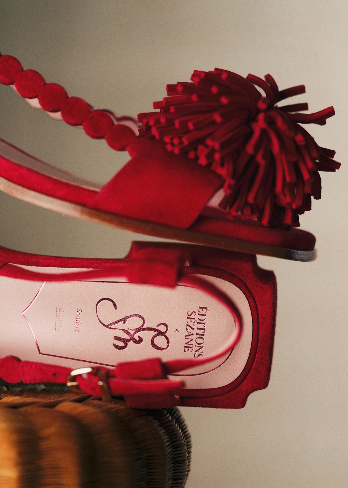 Sandales Émilie - CFM Souliers x Editions Sézane - Velours Rouge