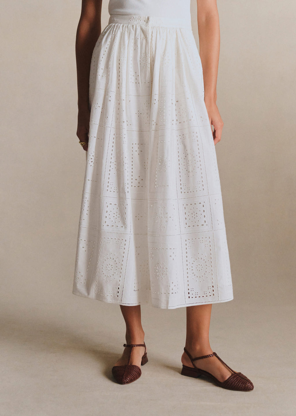 Jupe Nicole - Broderie Unie Hankie Ecru