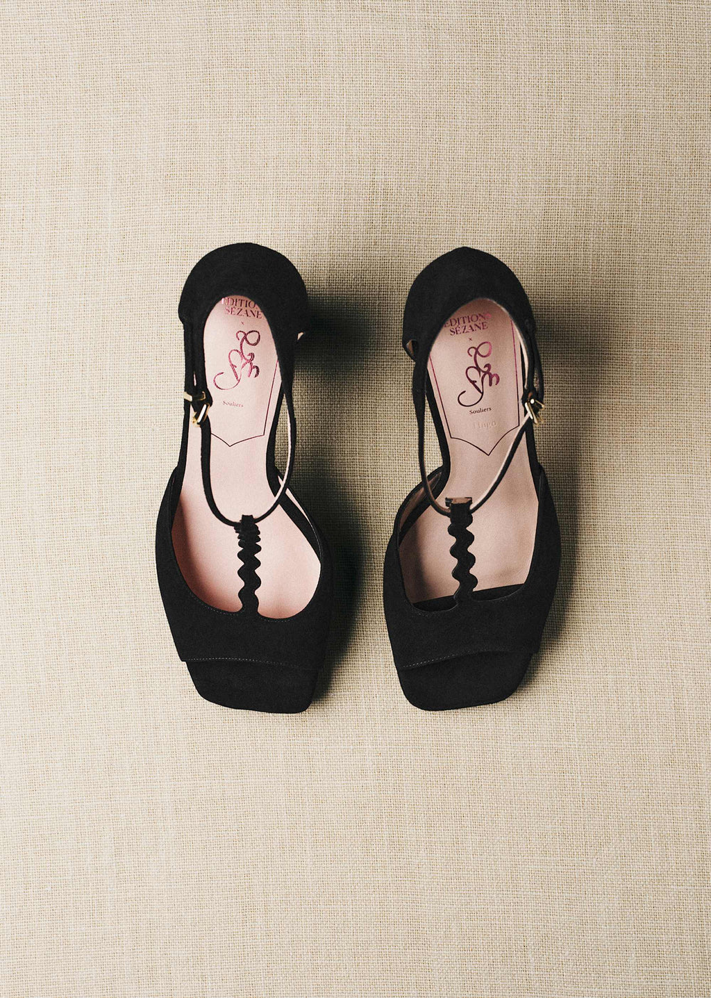 Sandales Hugo - CFM Souliers x Editions Sézane - Velours Noir