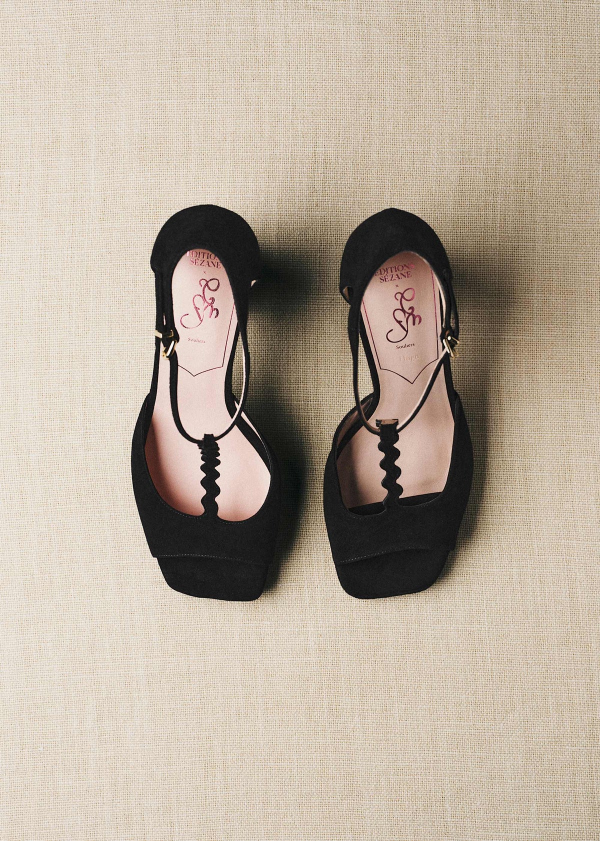 Sandales Hugo - CFM Souliers x Editions Sézane - Velours Noir