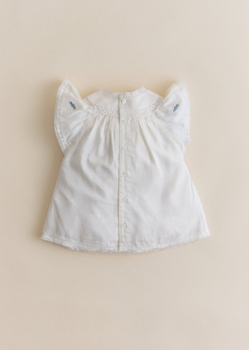 Robe Dorrie - Broderie Placée Fleurs Multico Fond Crème