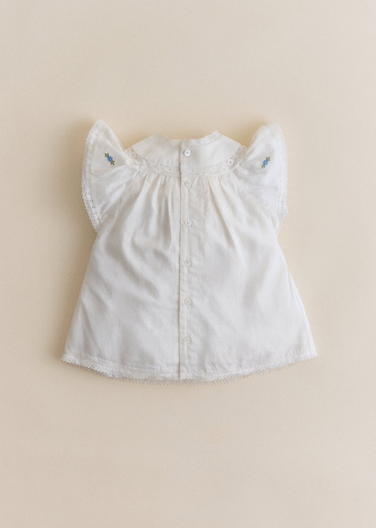 Robe Dorrie - Broderie Placée Fleurs Multico Fond Crème