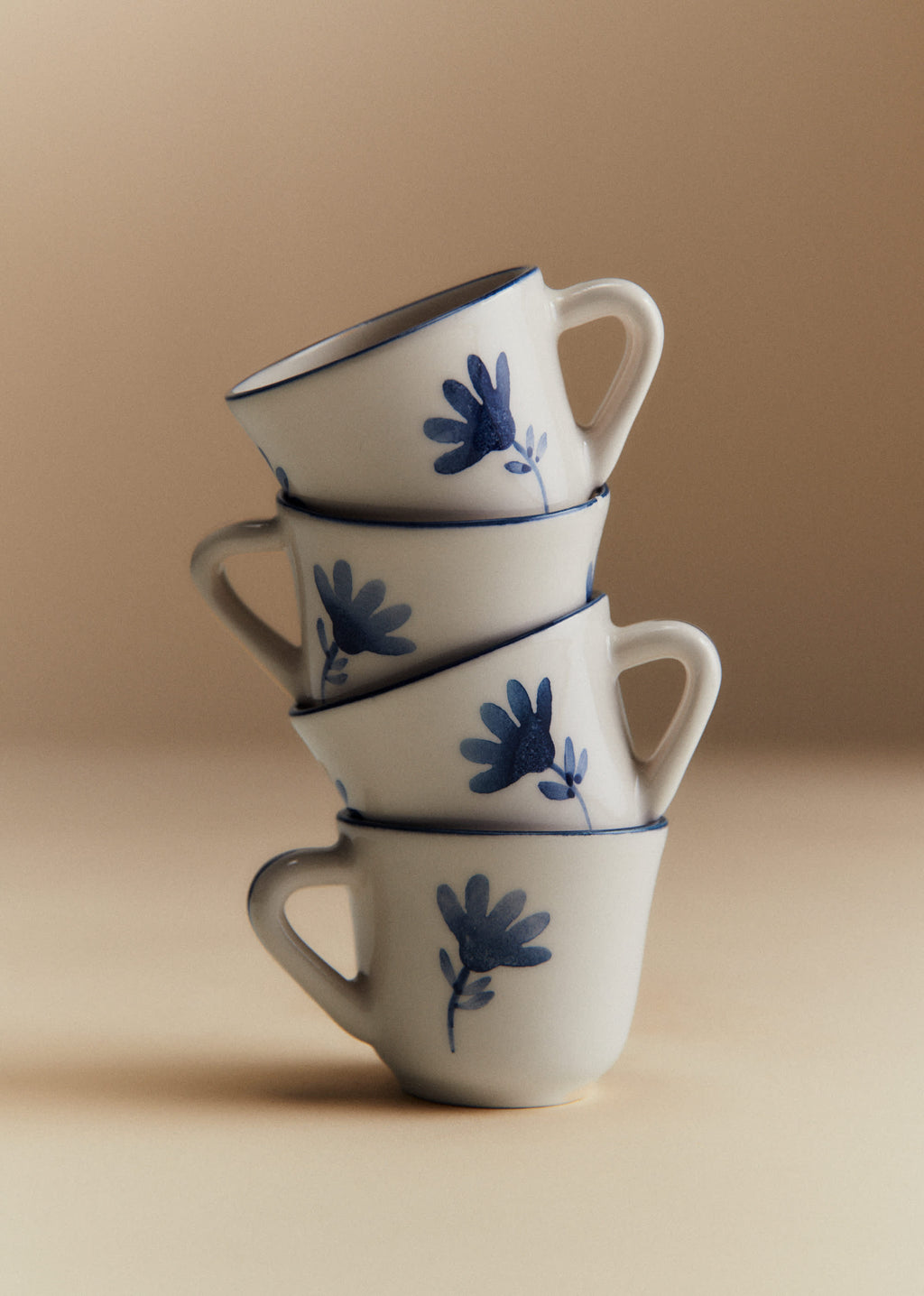 Coffret de 4 tasses expresso - Petite Fleur - Bleu Orage