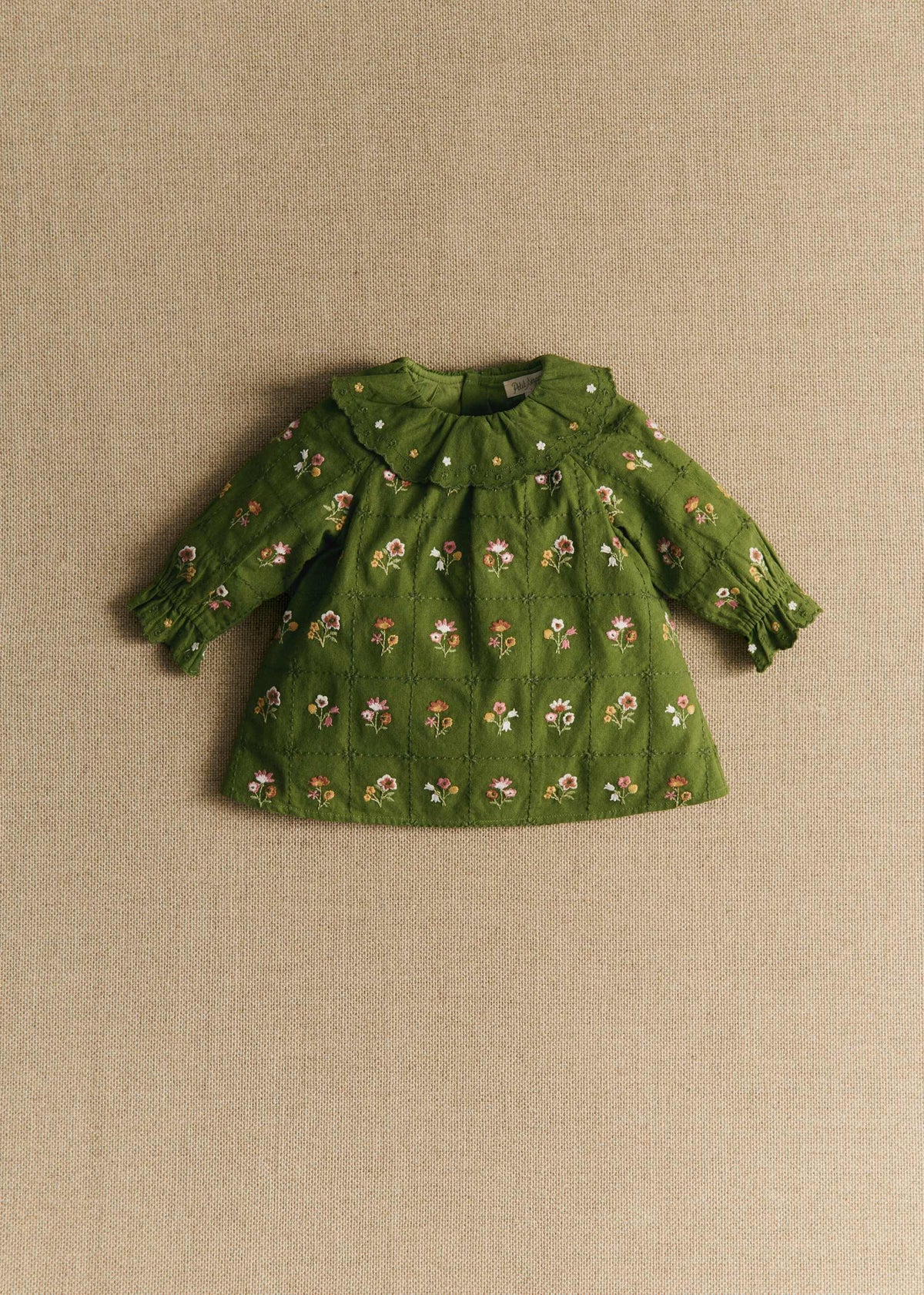 Robe Hélo - Olive / broderie herbier