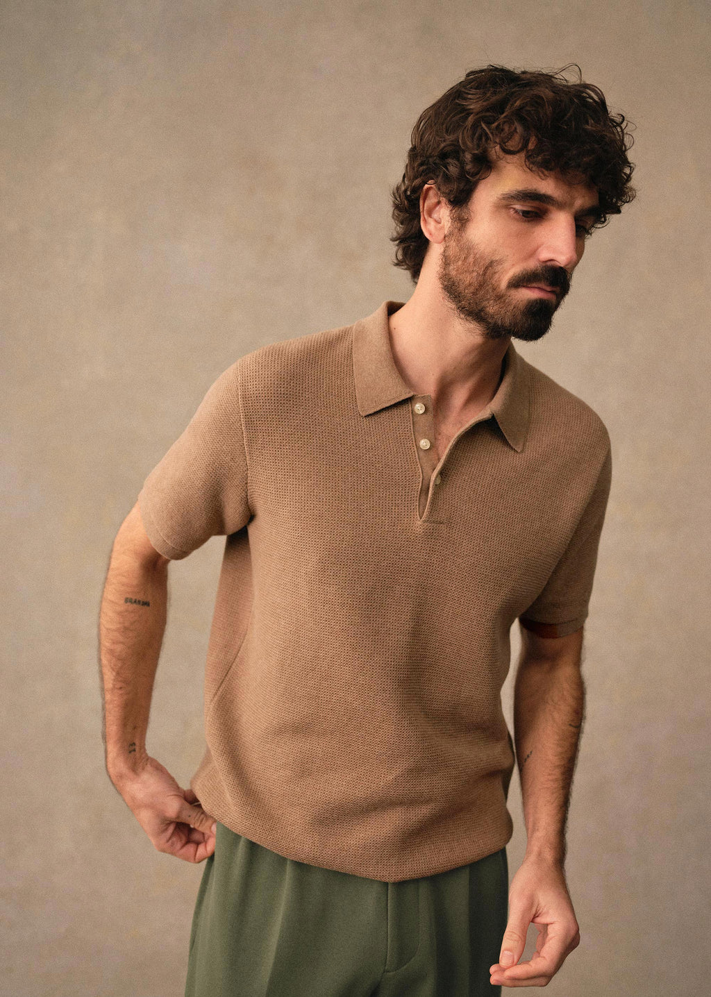Polo Maille Sawyer - Beige Chiné