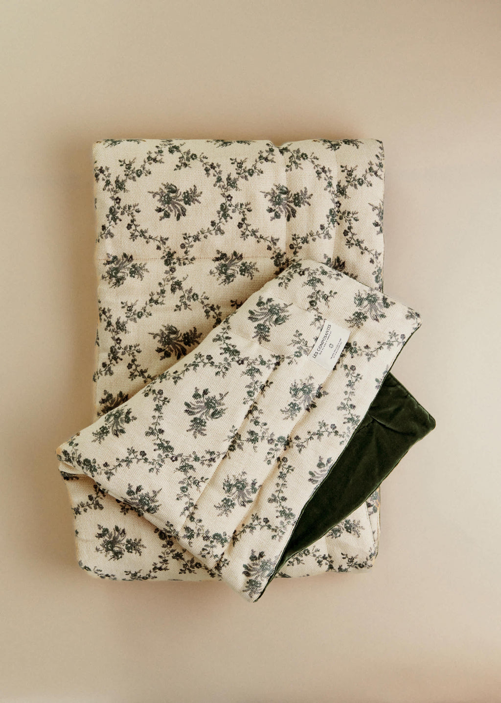 Sofa Cover - Croisillons Bleu - Velours Céladon Foncé