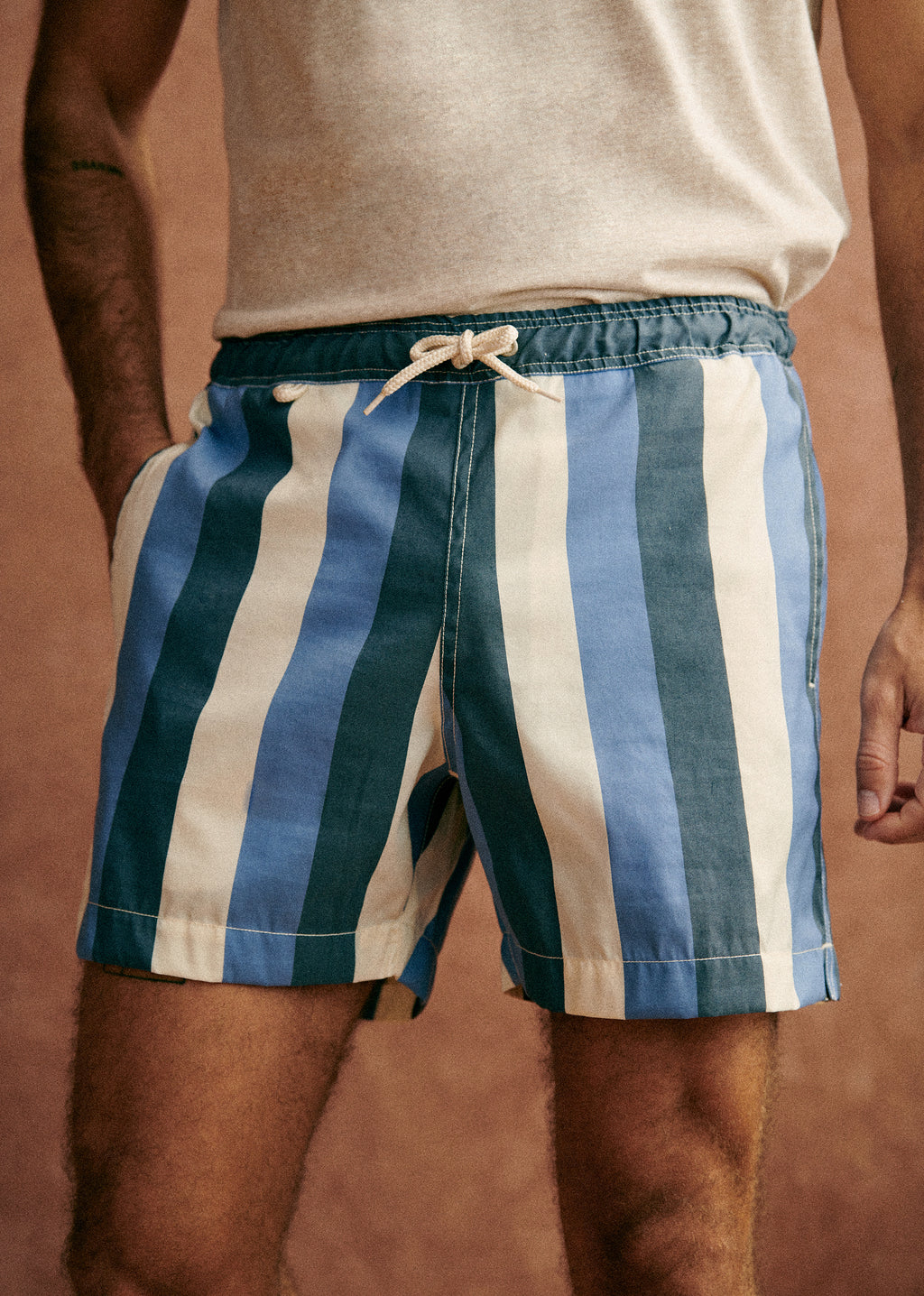 Maillot de bain Rob - Rayures Bleu / Écru / Marine
