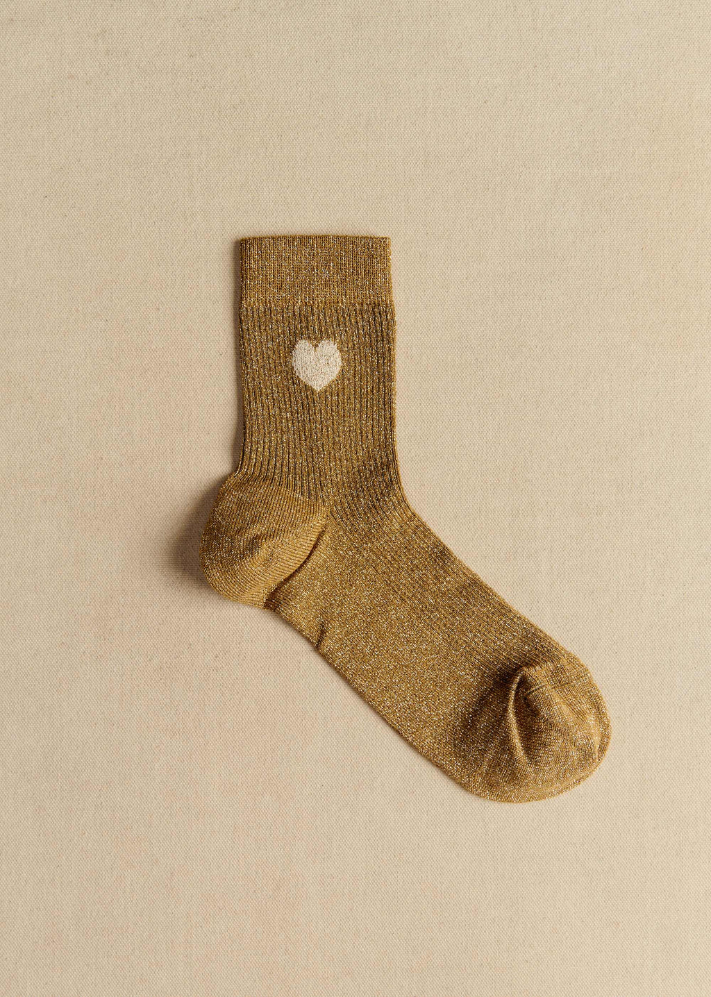 Coffret de 3 chaussettes lurex coeur - Brun Kaki Doré