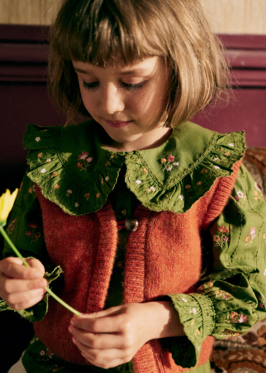 Chemise Margot - Olive / broderie herbier