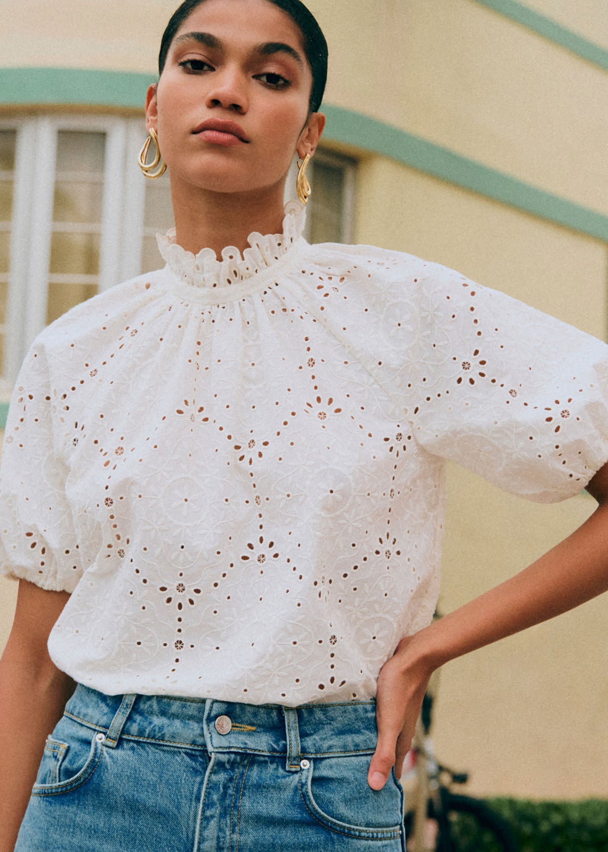 Blouse Shaily - Broderie Unie Blanc