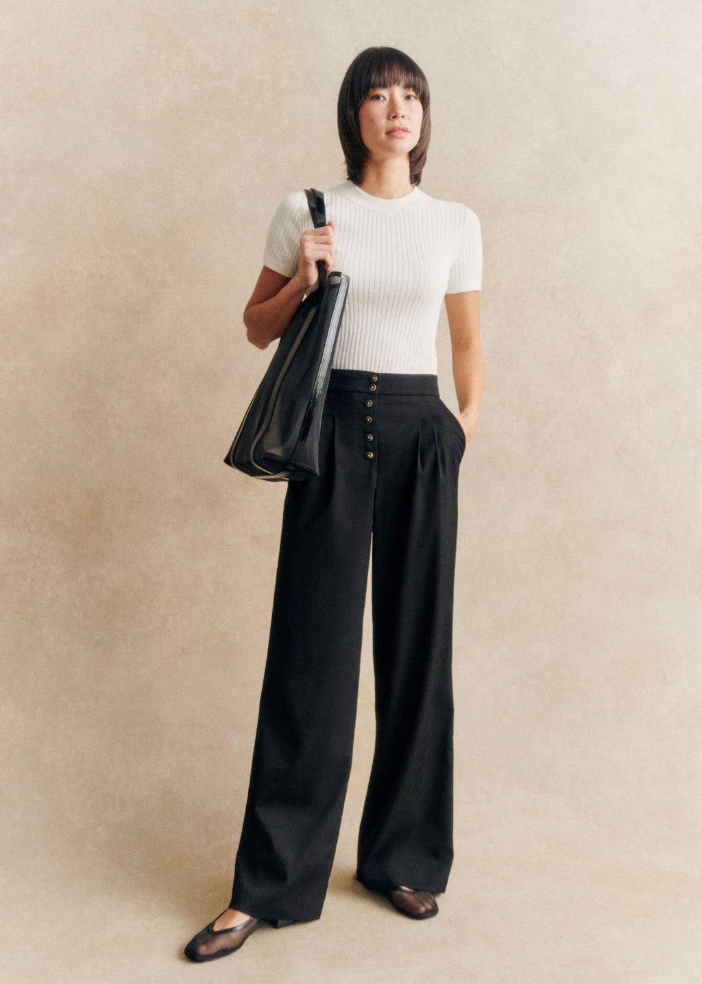 Pantalon Cesar - Noir Boutons Corne