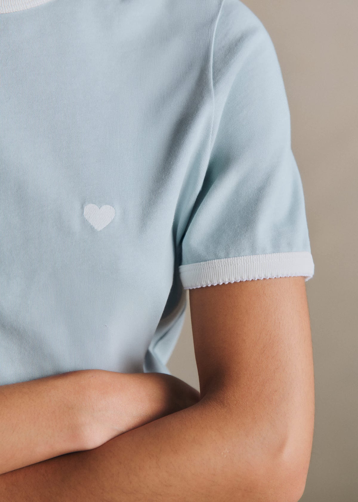 T-Shirt Nolan - Bleu Ciel Broderie Coeur