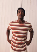 T-Shirt Fabio - Marron Rayures Jaune / Rouge