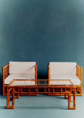 Ensemble salon vintage en bambou 2 fauteuils et 1 table basse - Bambou