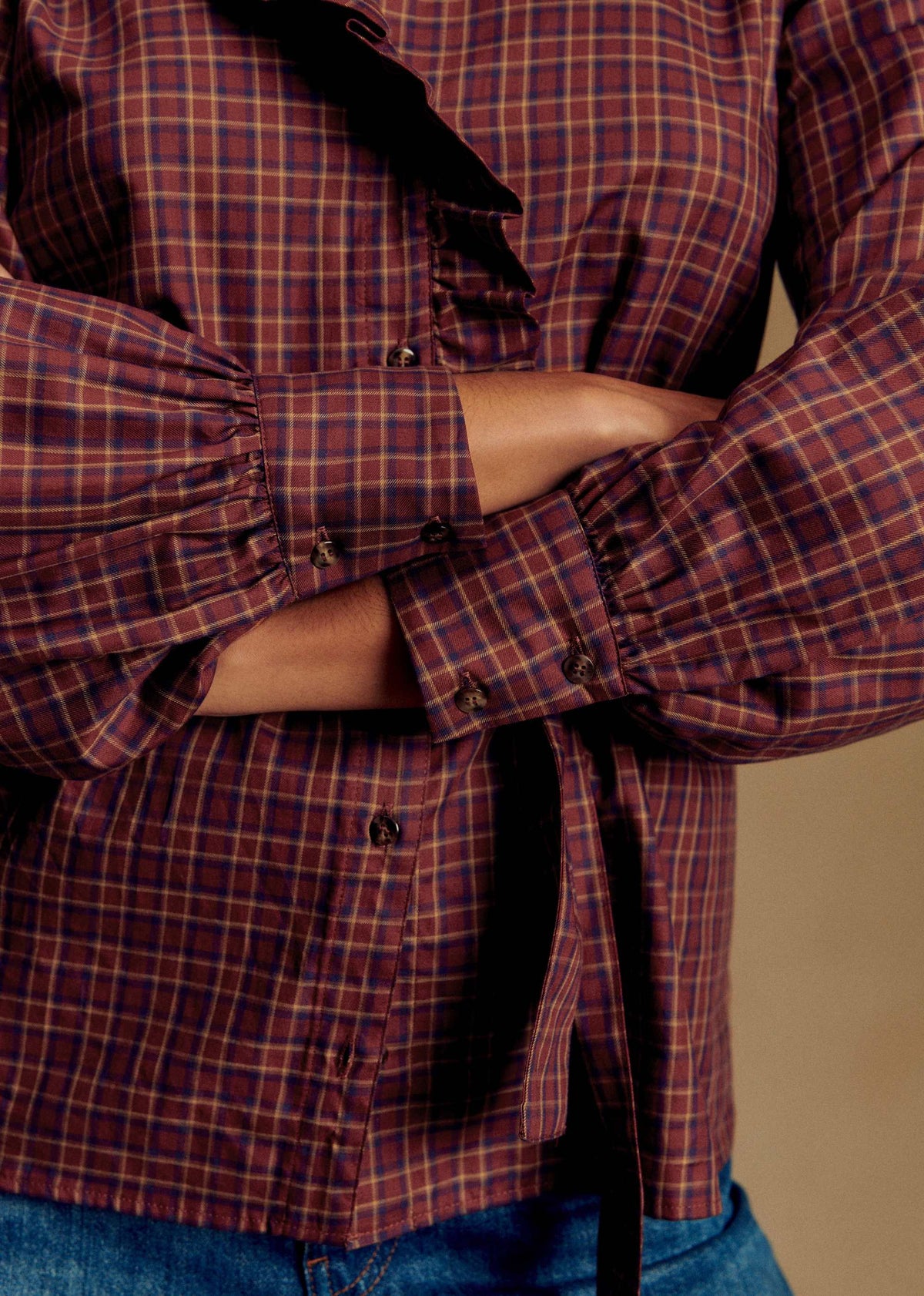 Chemise Corine - Carreaux Bordeaux Violet Écru