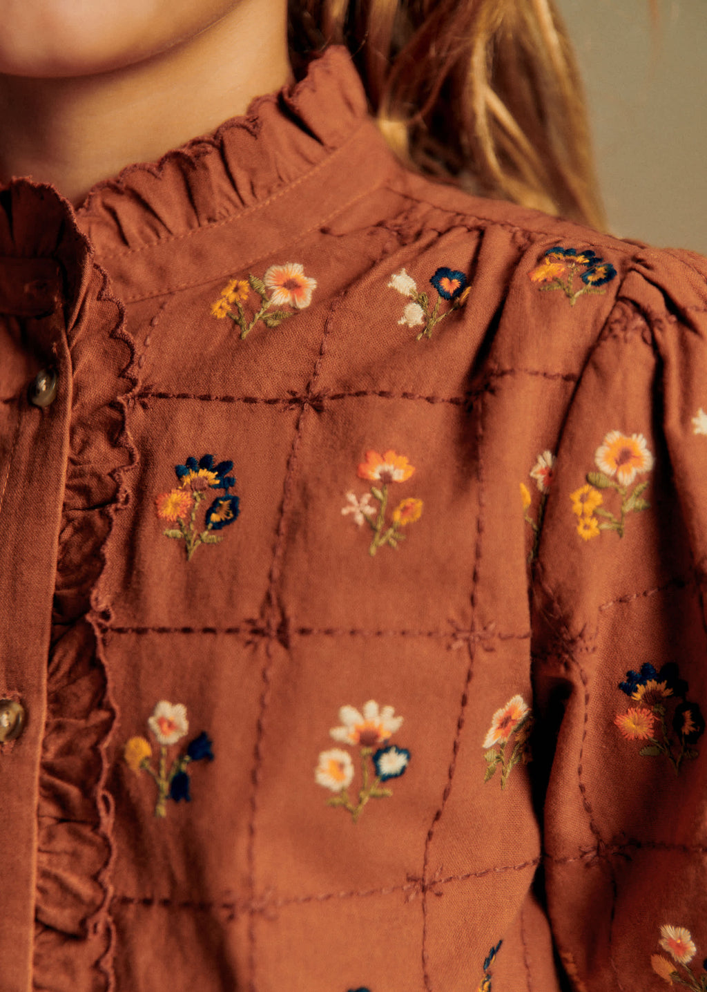 Chemise Chlo - Caramel / Broderie Herbier