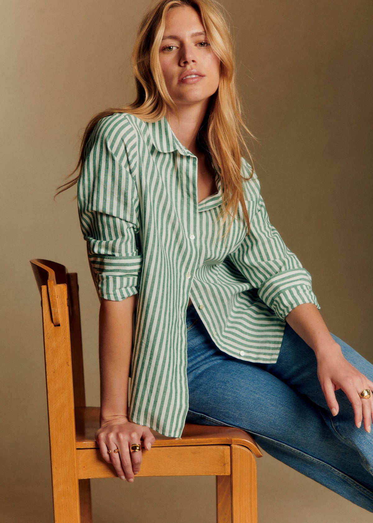 Chemise Tomboy - Rayures ecru vert