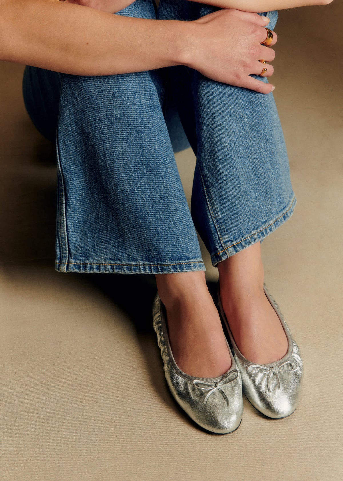 Ballerines Low Agathe - Argent Plissé