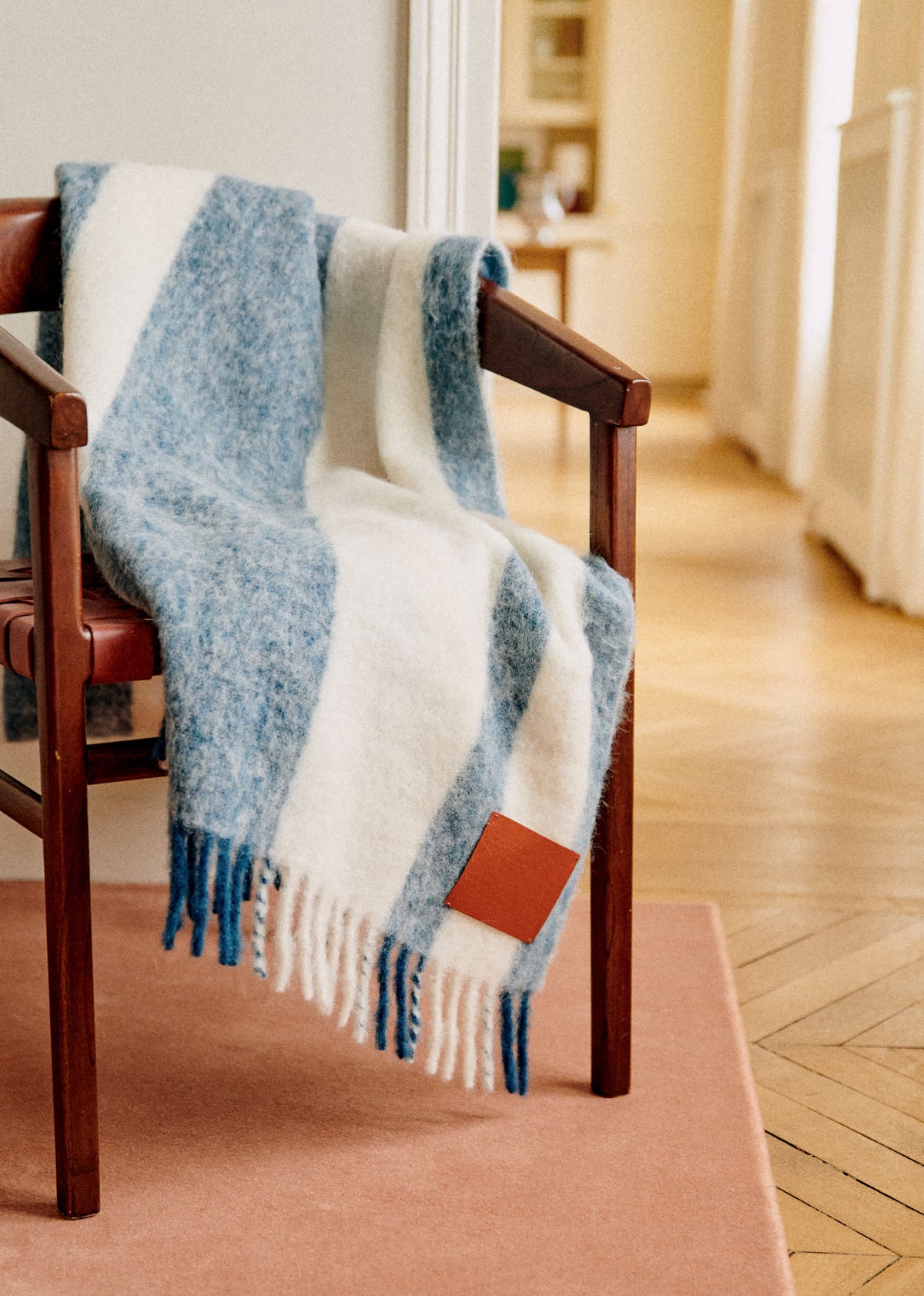 Plaid en mohair - Rayures Bleues
