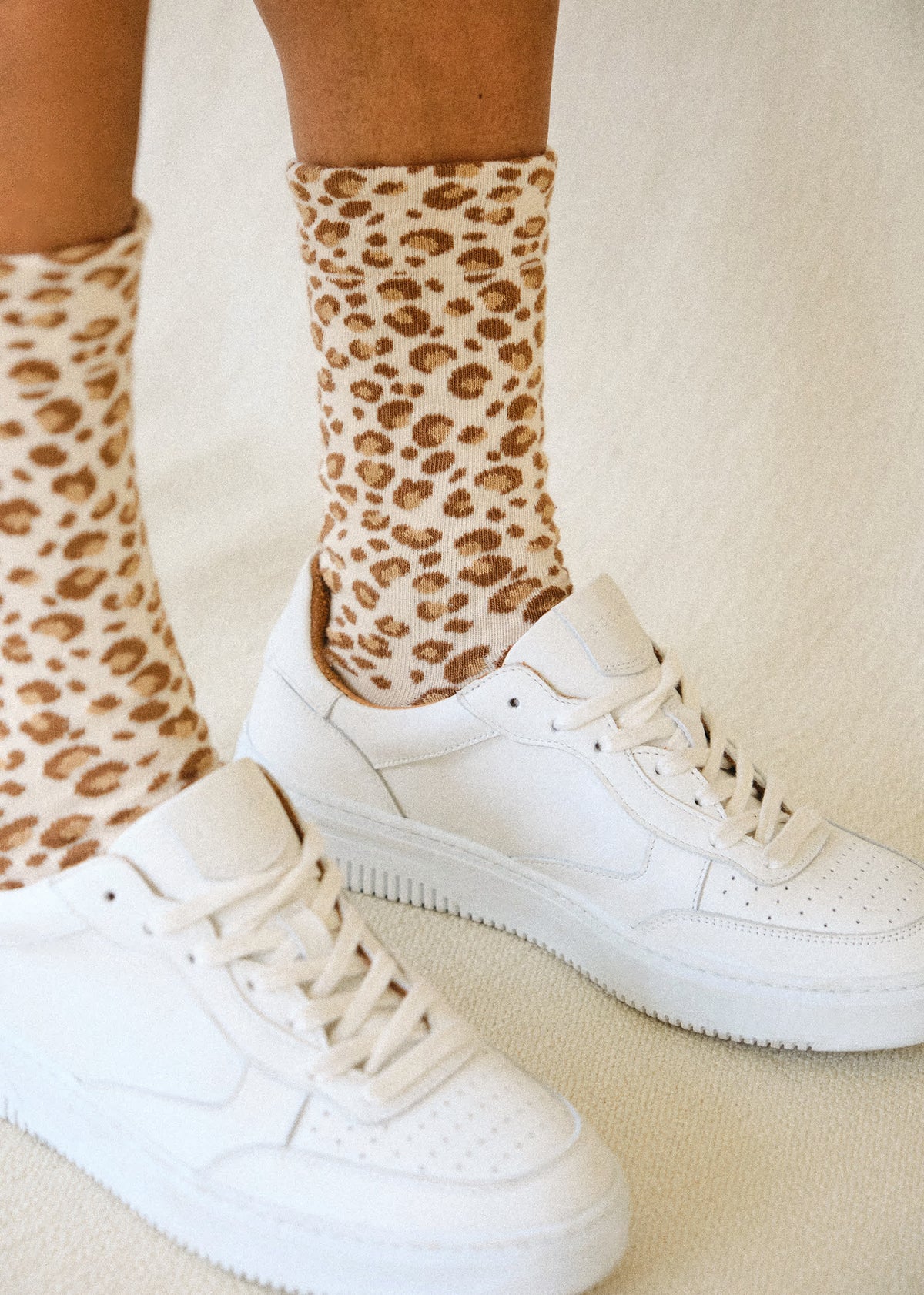 Chaussettes léopard - Léopard Crème