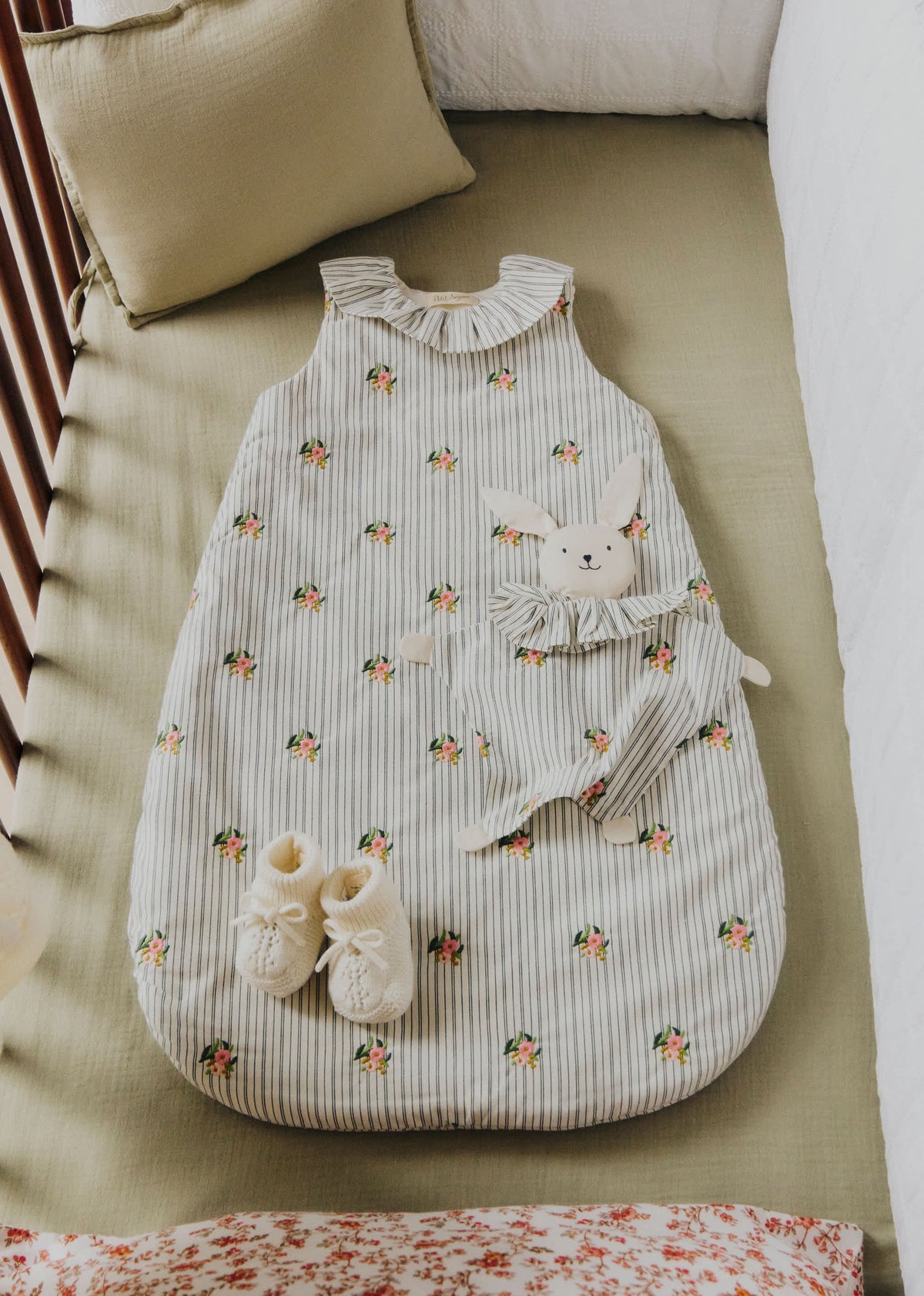 Gigoteuse Rayée Broderie Fleurs - Taille 1
