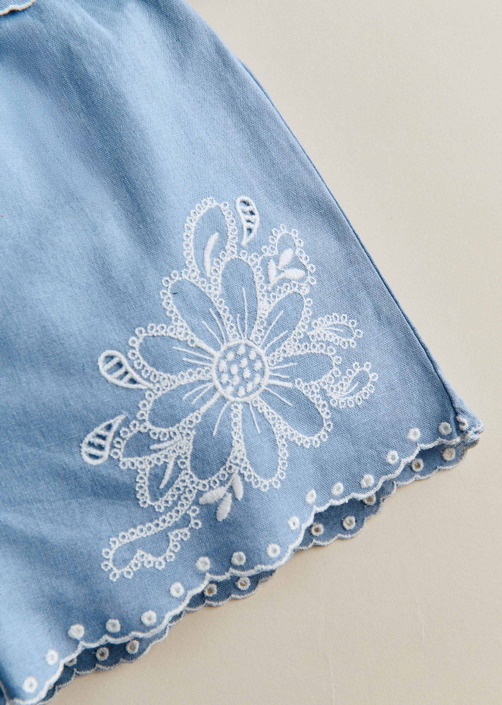 Short Ophélia - Bleu Vintage / Broderie Aurélia