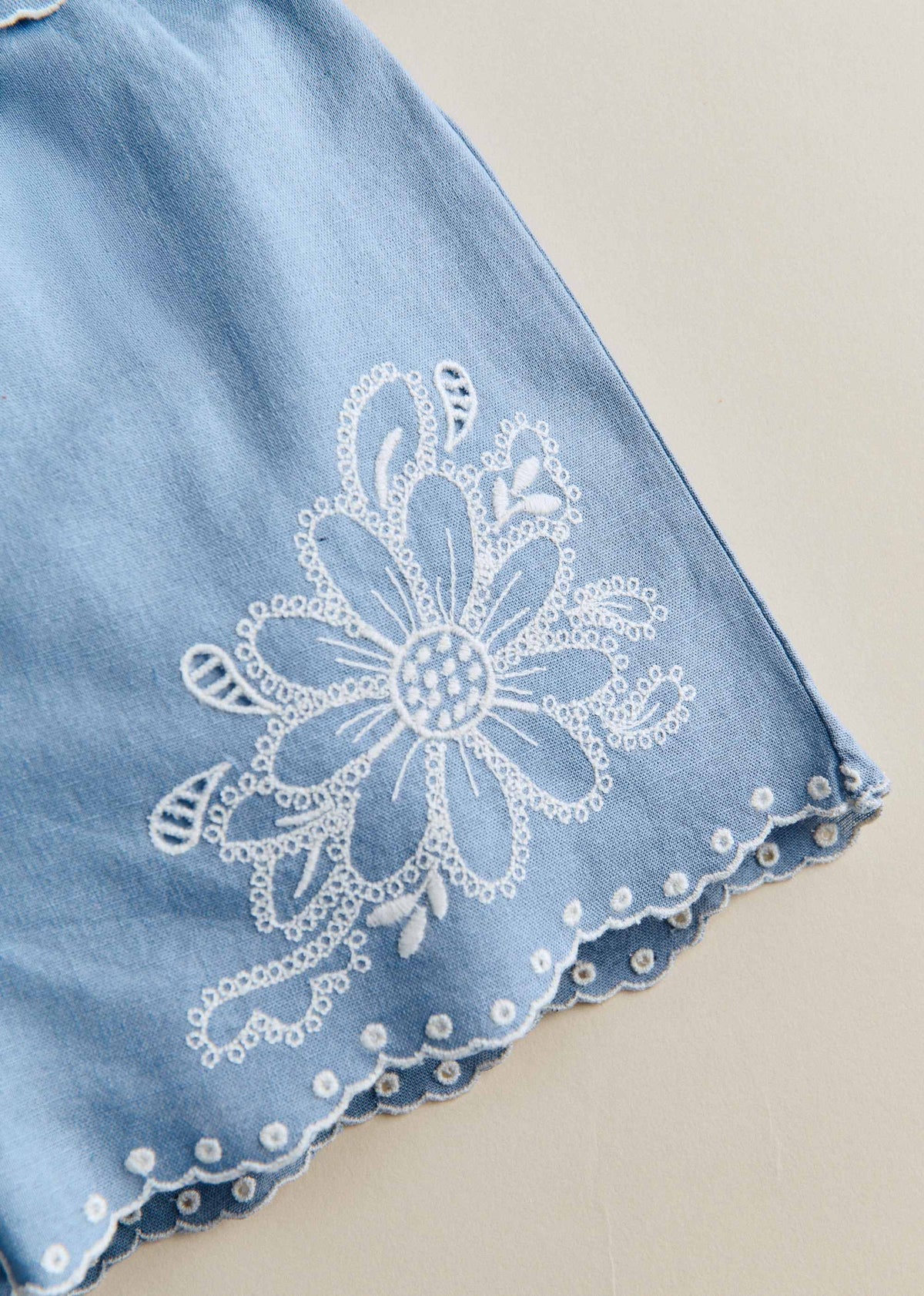 Short Ophélia - Bleu Vintage / Broderie Aurélia