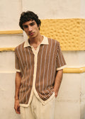Chemise Maille Angelo - Ecru / Marron
