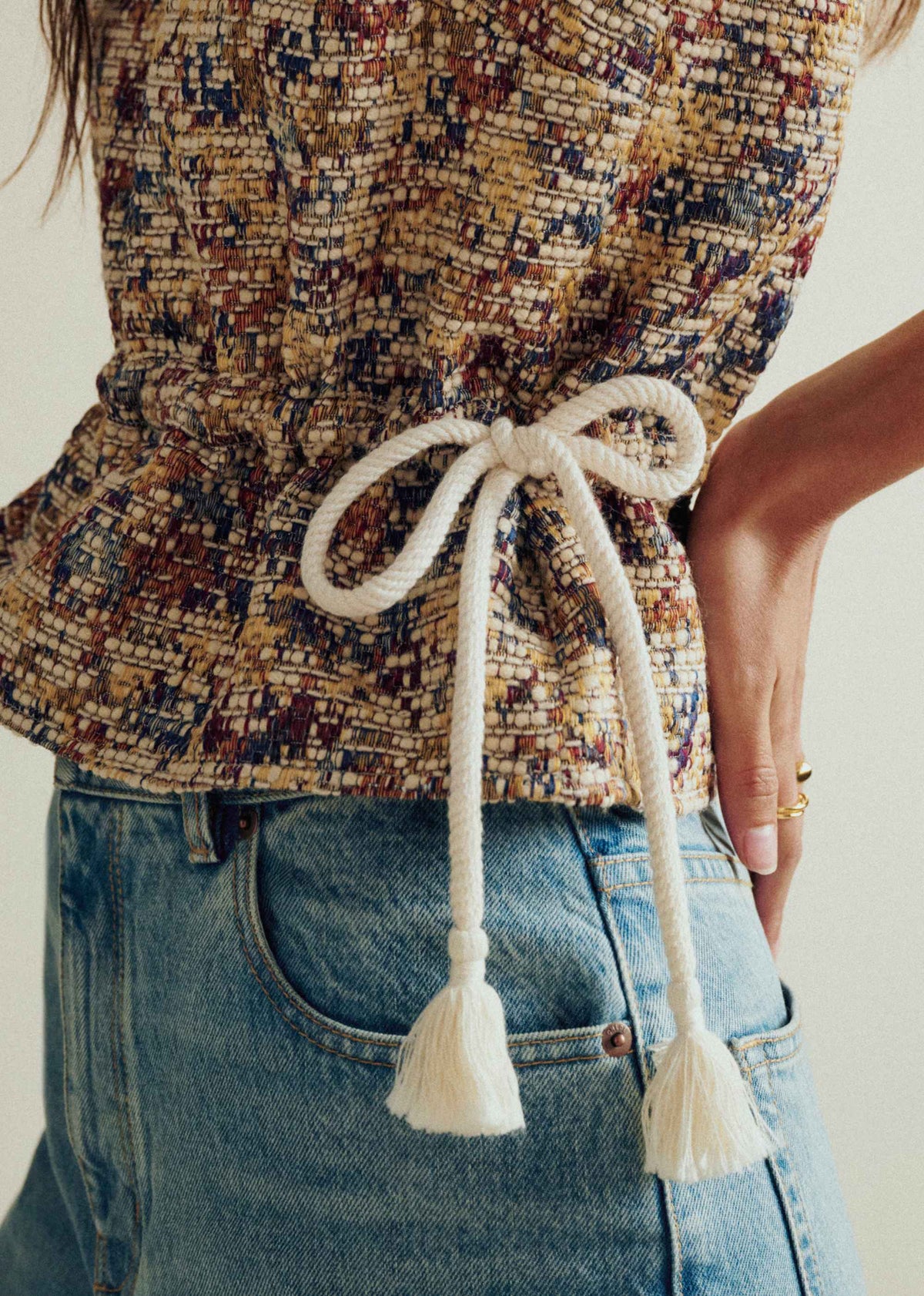 Blouse Darlene - Jacquard Abstrait Écru Multico - Création Solidaire