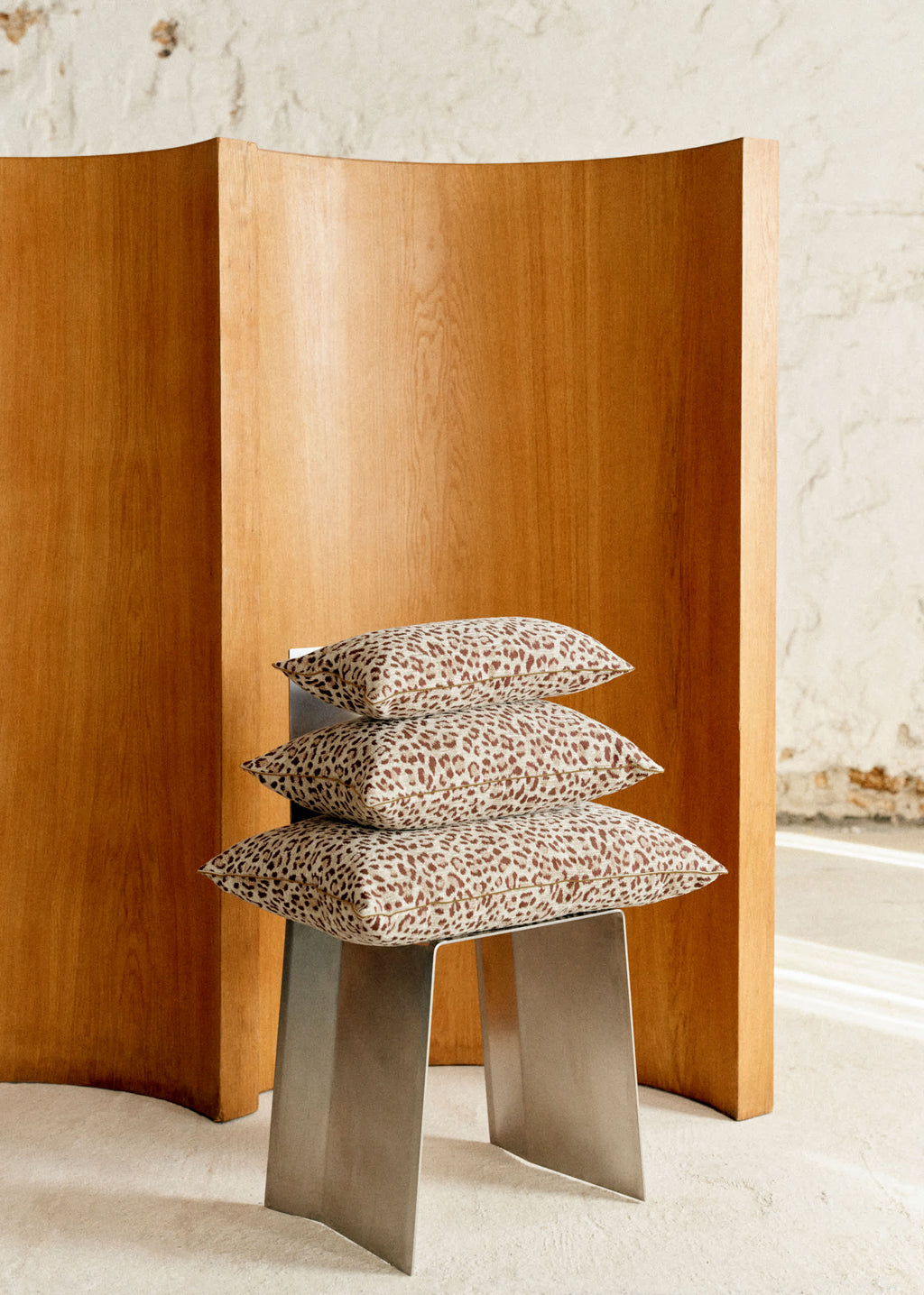 Coussin Jacquard - Petit modèle - Léopard Écru et Café