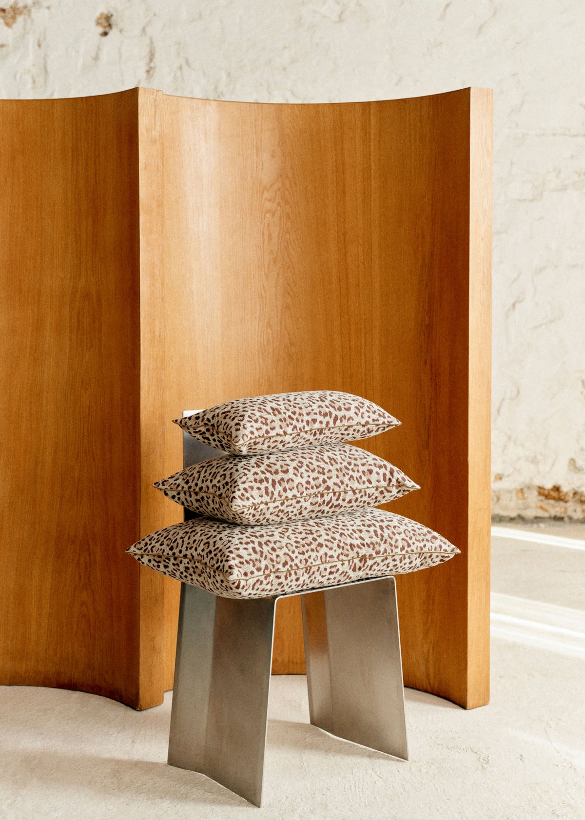 Coussin Jacquard - Petit modèle - Léopard Écru et Café
