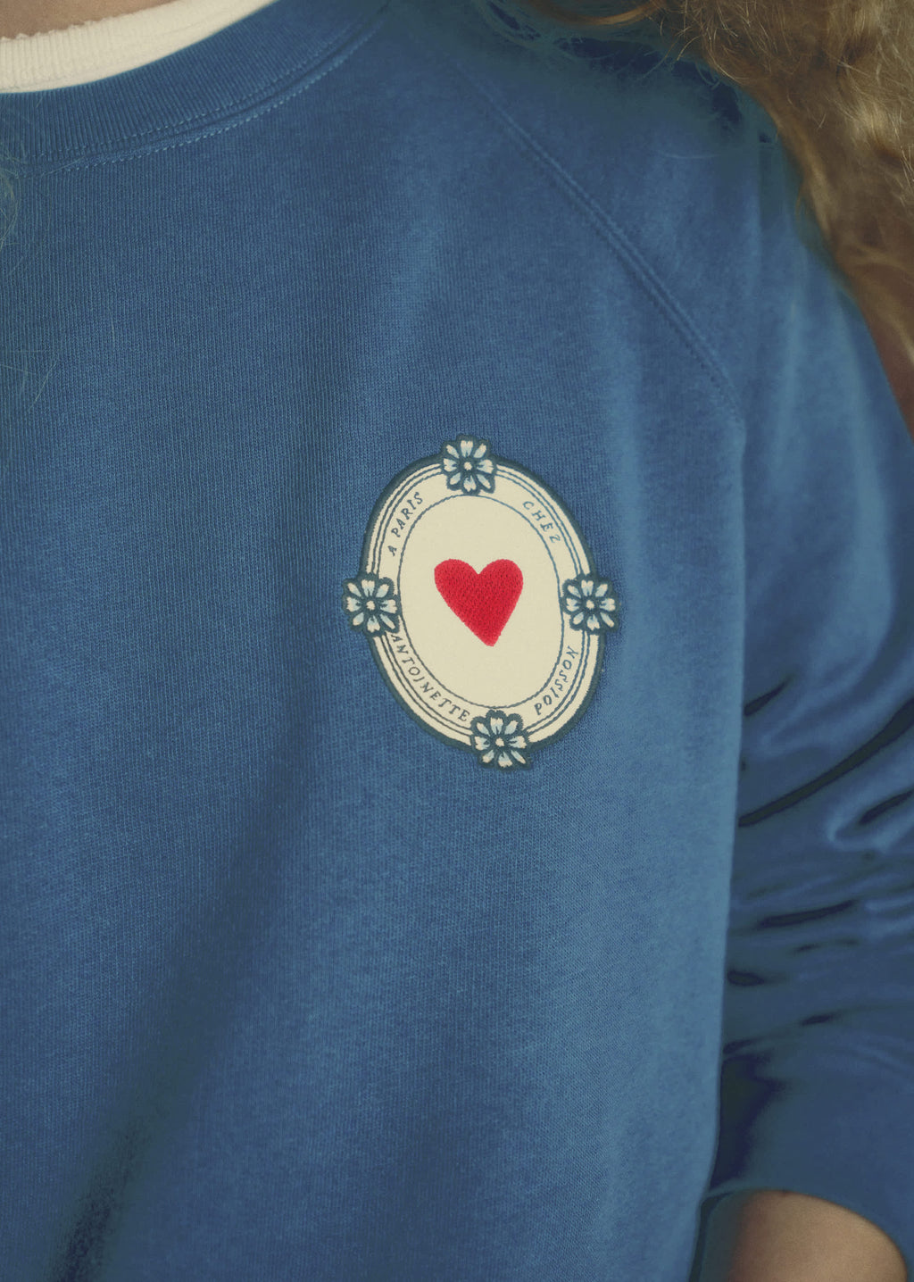 Sweat-Shirt Coeur - Sézane x Antoinette Poisson - Bleu Paon