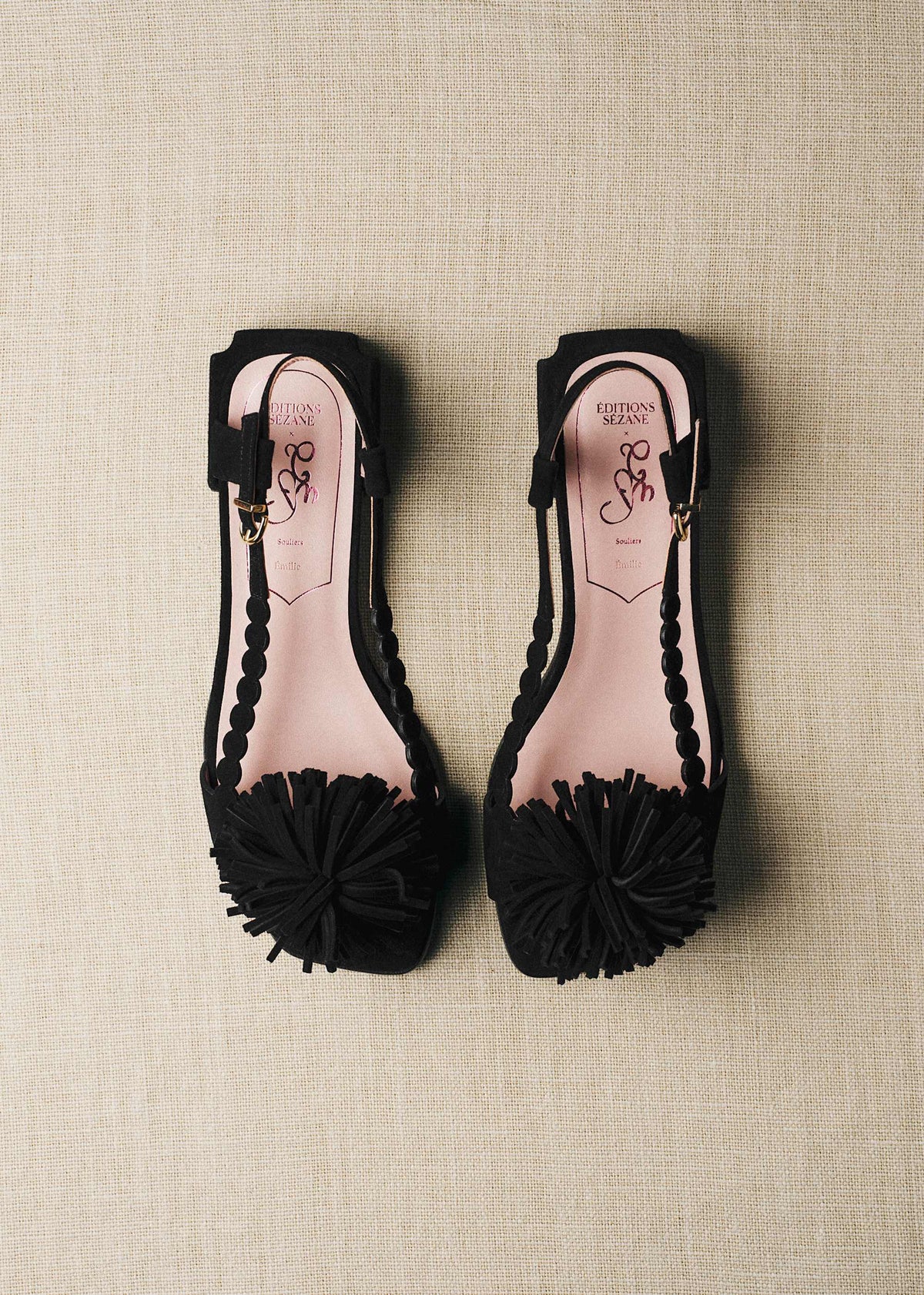 Sandales Émilie - CFM Souliers x Editions Sézane - Velours Noir