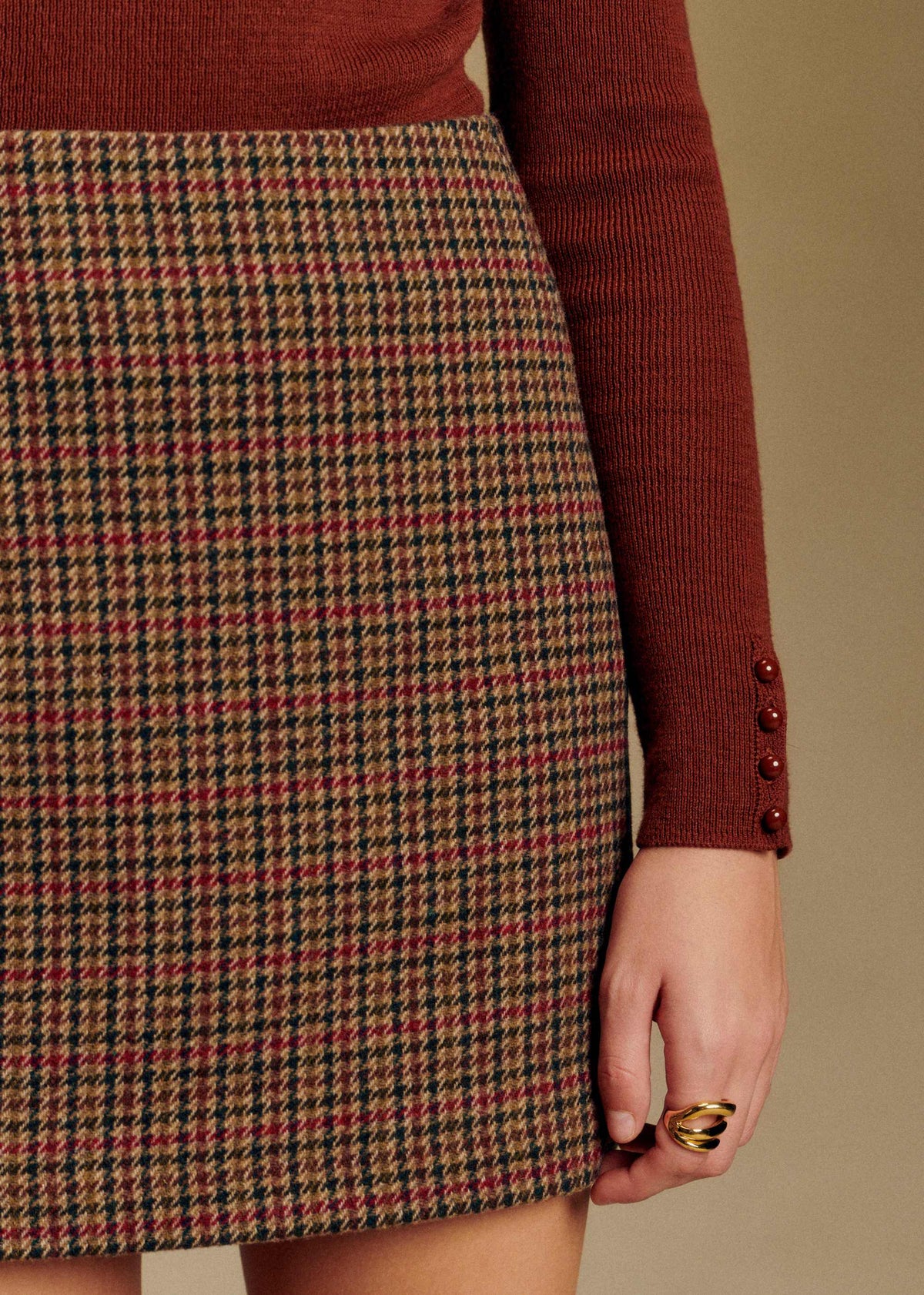 Jupe Malia - Pied de poule Multico rouge