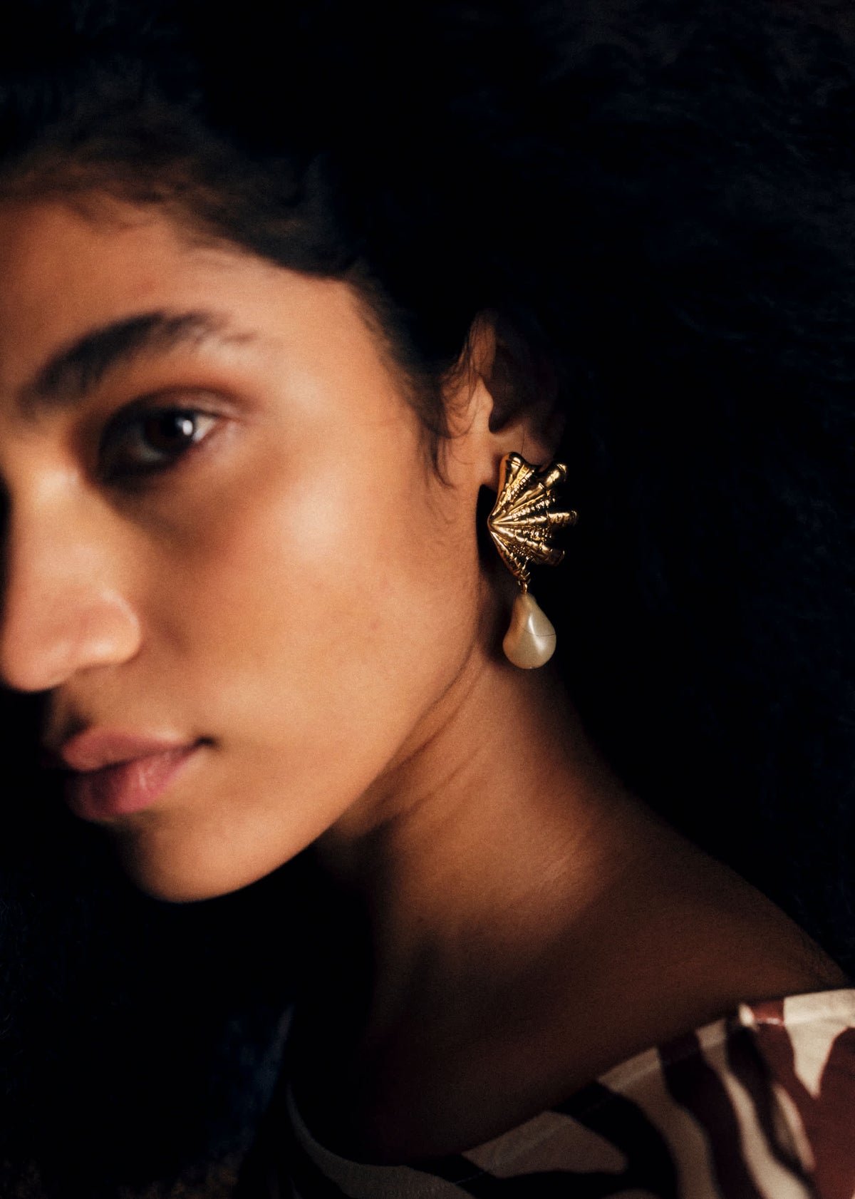Boucles d'oreilles Colombe - Ecru Doré