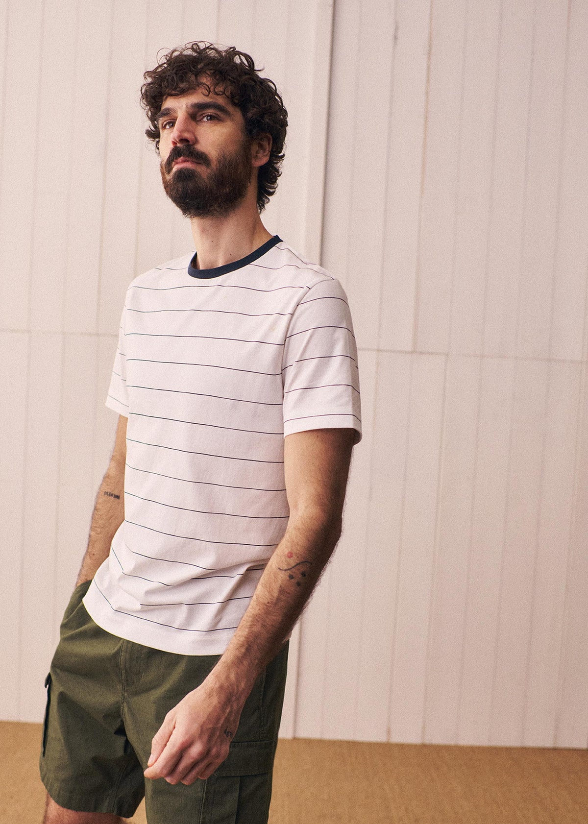 T-Shirt Samy - Blanc Rayures Fines Noires