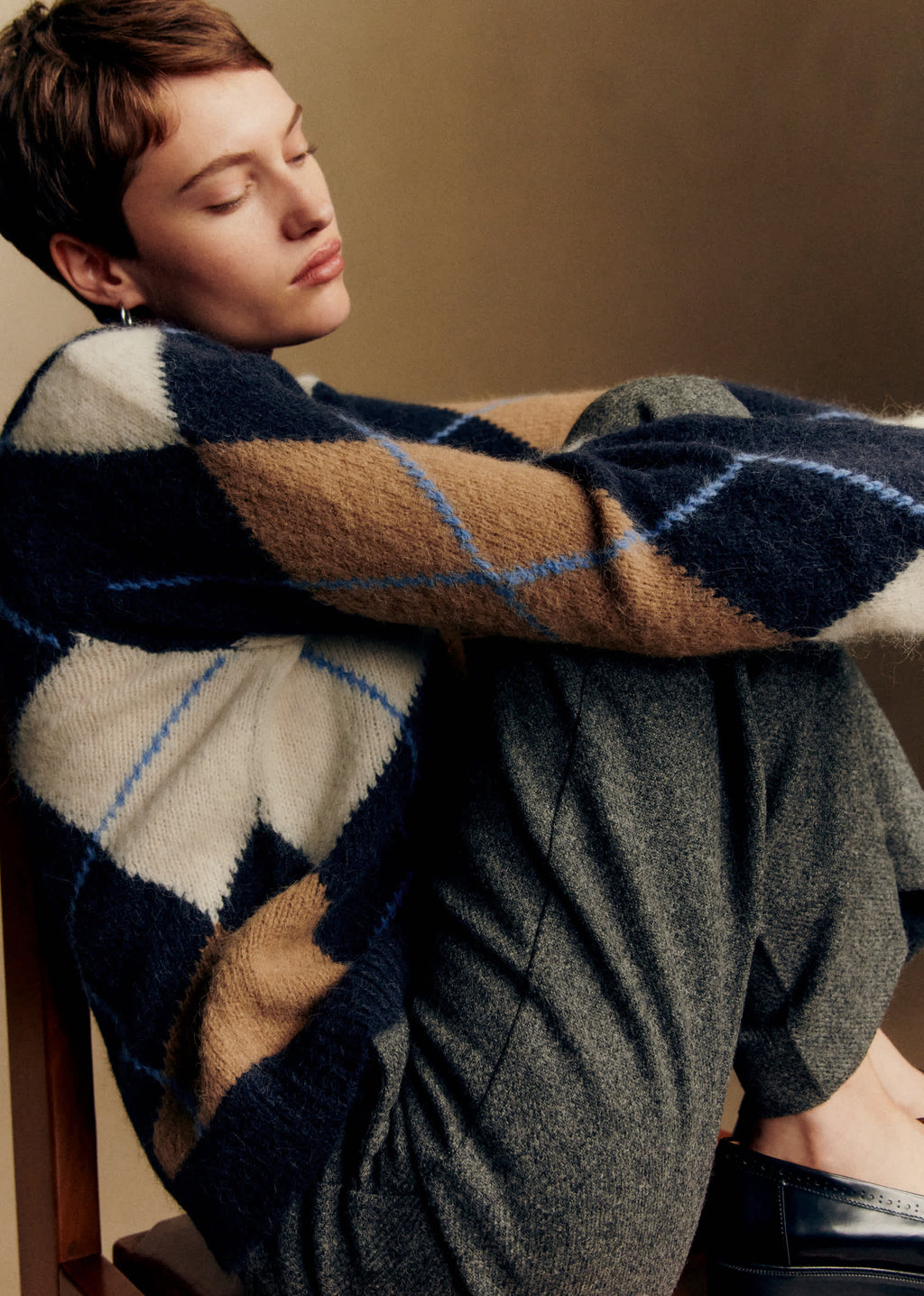 Pull Gabriel - Jacquard Marine Camel Ecru