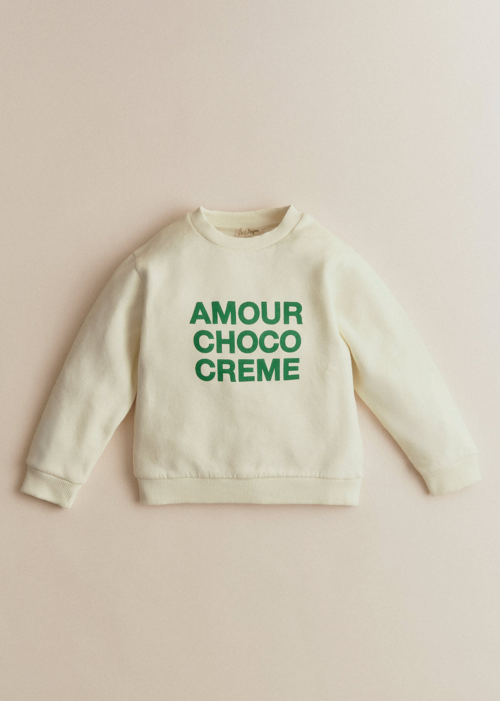 Sweat-Shirt Amour Choco Crème - Ecru / Vert