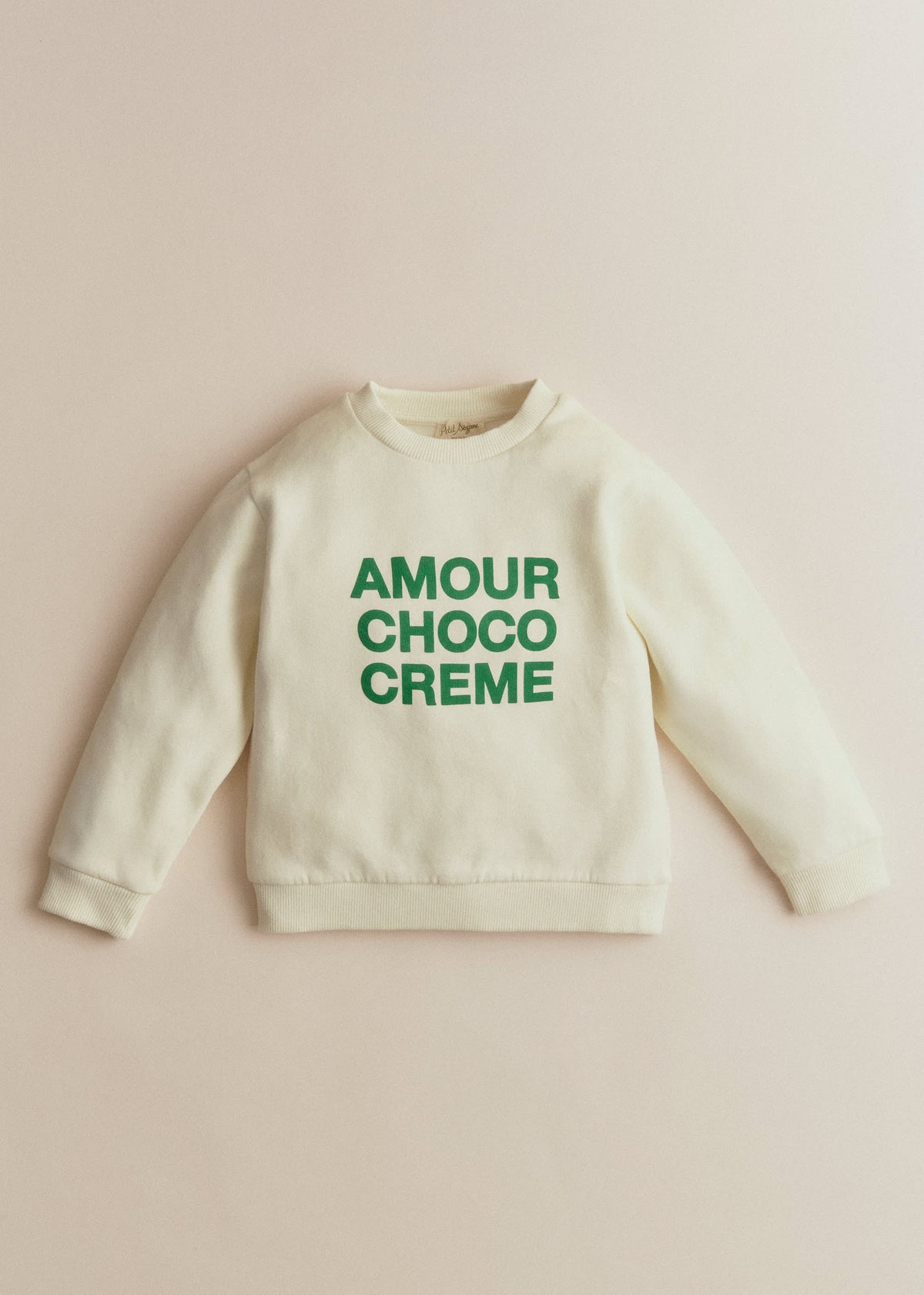Sweat-Shirt Amour Choco Crème - Ecru / Vert