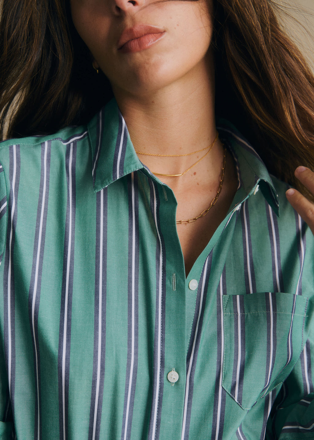 Chemise Tomboy - Rayures Vert Écru Marine