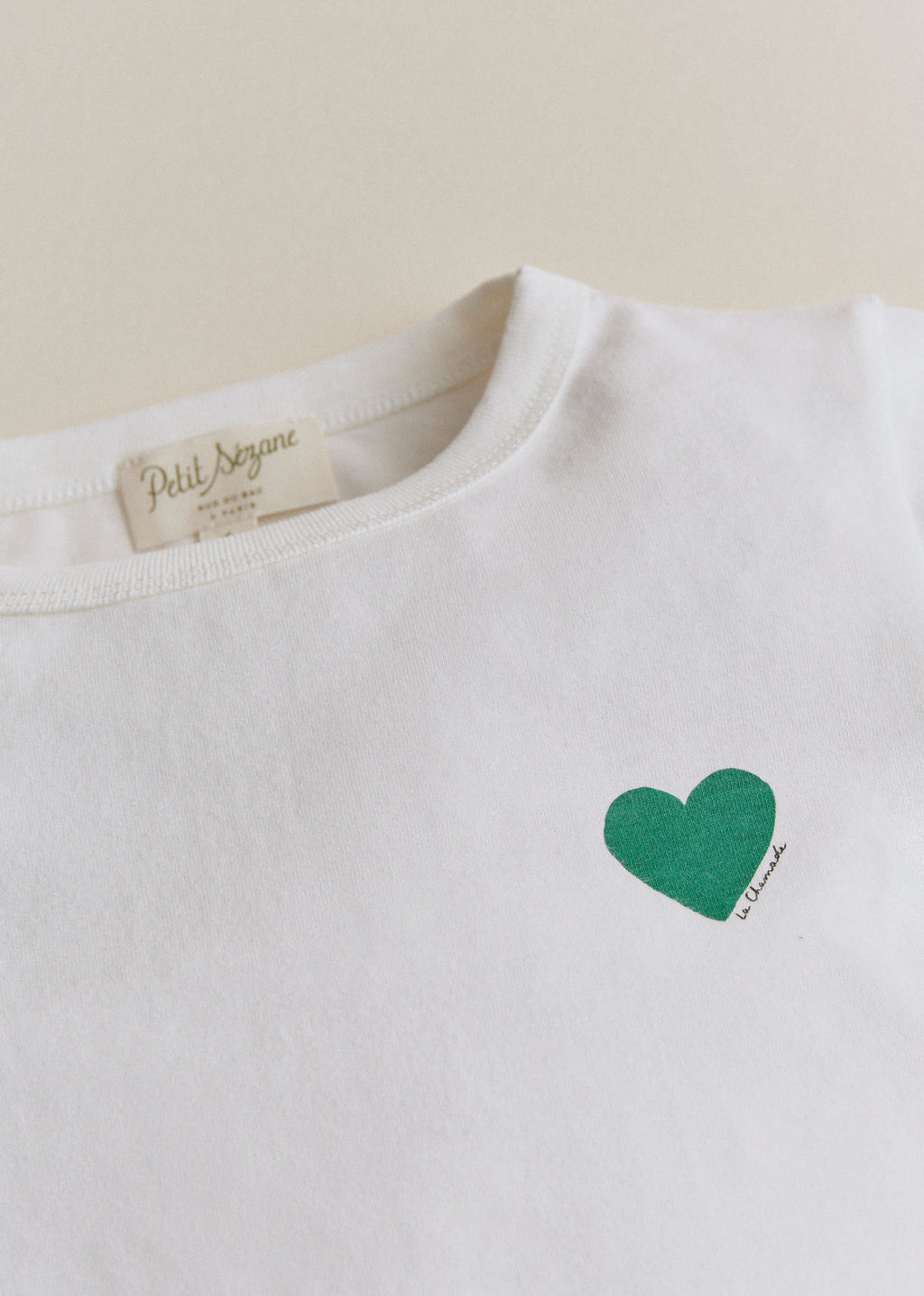 T-Shirt Coeur Chamade - Ecru / Vert