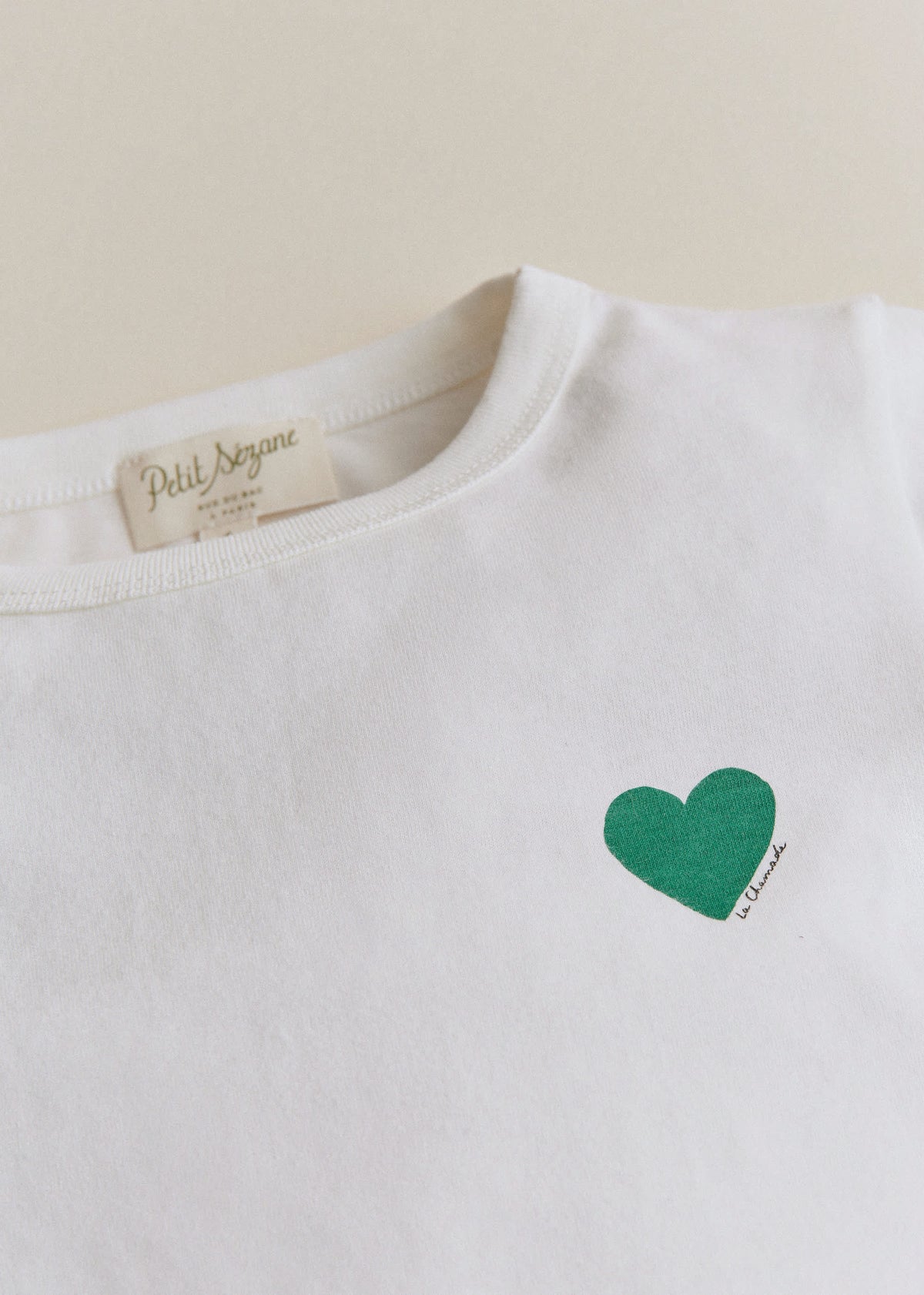 T-Shirt Coeur Chamade - Ecru / Vert