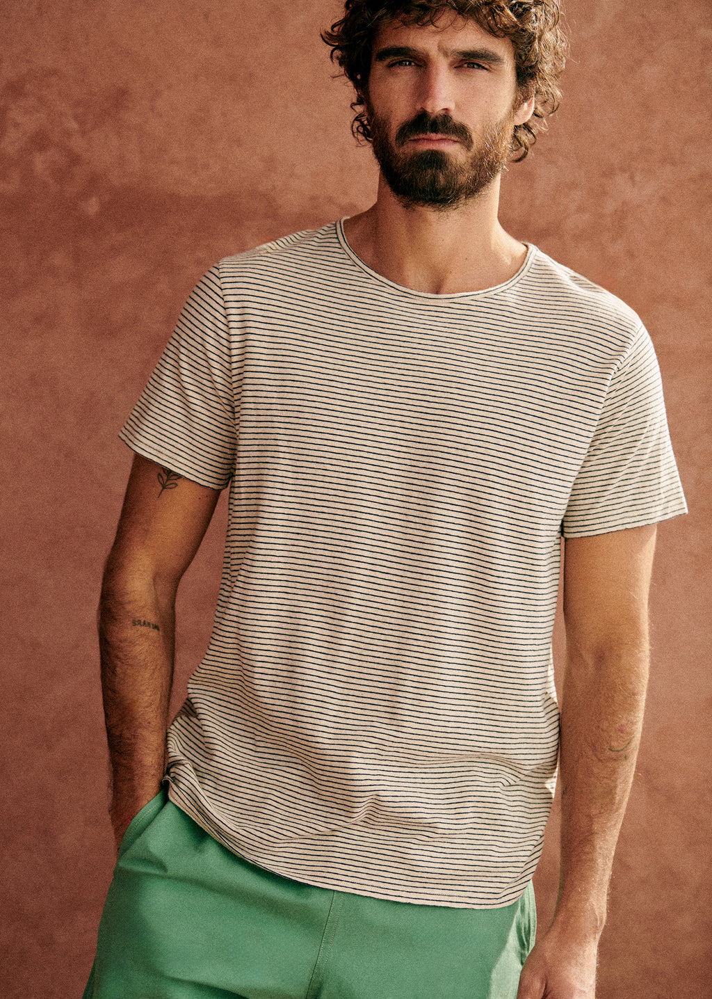 T-Shirt Martin - Écru Rayures Marine