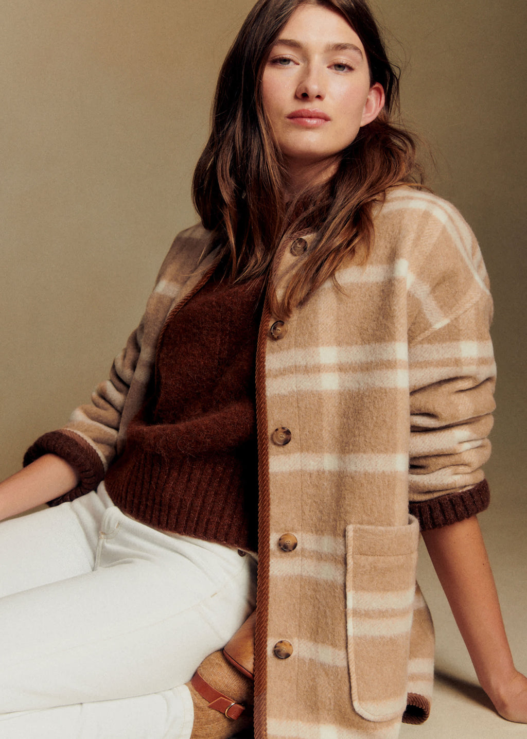 Veste Sari - Carreaux Beige