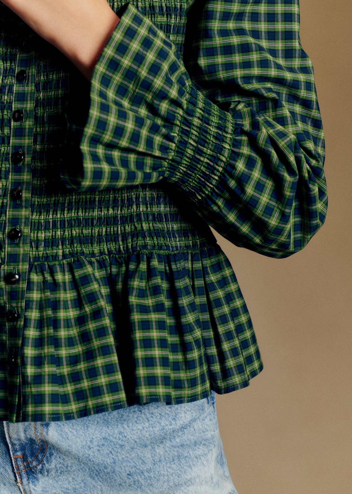 Chemise Deidra - Carreaux Bleu Et Vert - Création Rose
